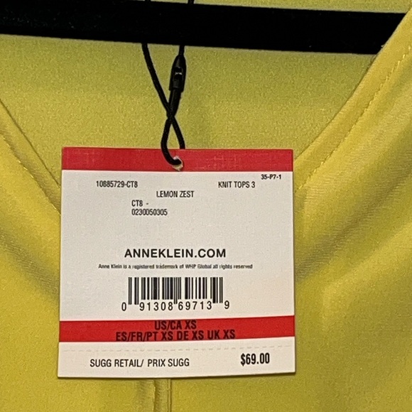 Anne Klein Yellow Gold Button Down Short Sleeve Blouse Shirt NWT Ladies XS - Picture 4 of 7